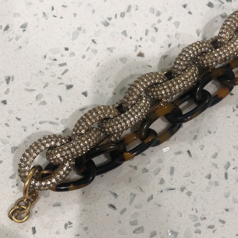 JCrew pave and tortoise double link bracelet